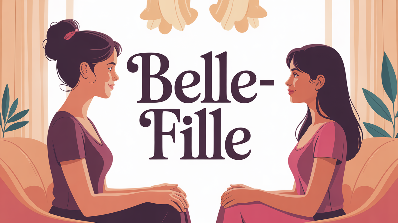 illustration belle fille ecarte fils ambiance familiale