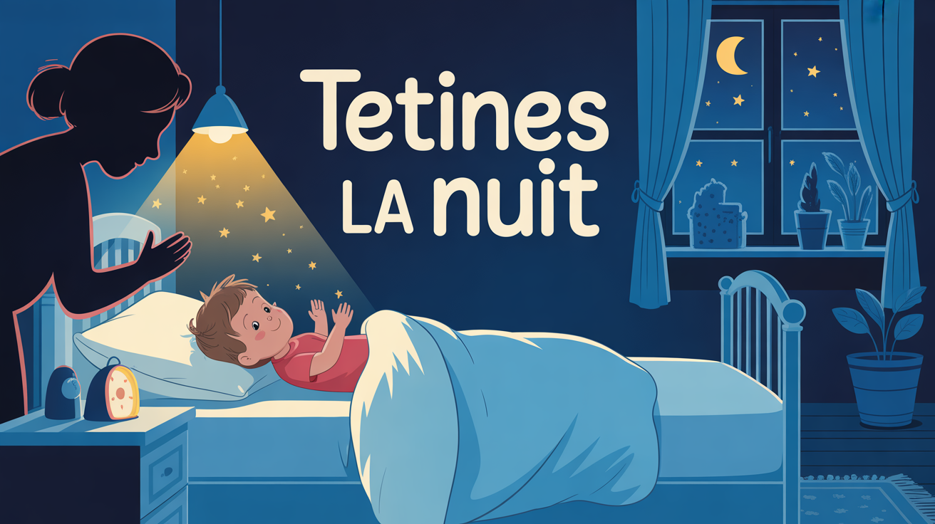 Chambre, parent, lit, peluche et veilleuse pour tétines la nuit