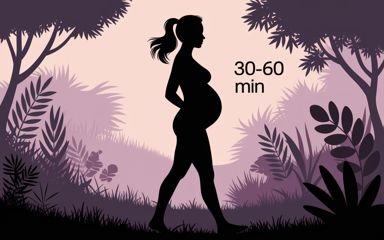 silhouette femme enceinte montre 30 60 min marcher pour declencher l accouchement