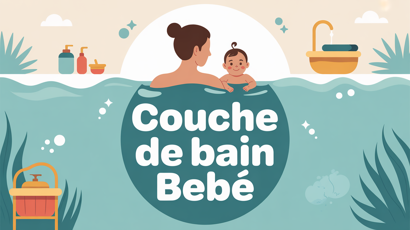 Image couche de bain bébé piscine parent enfant