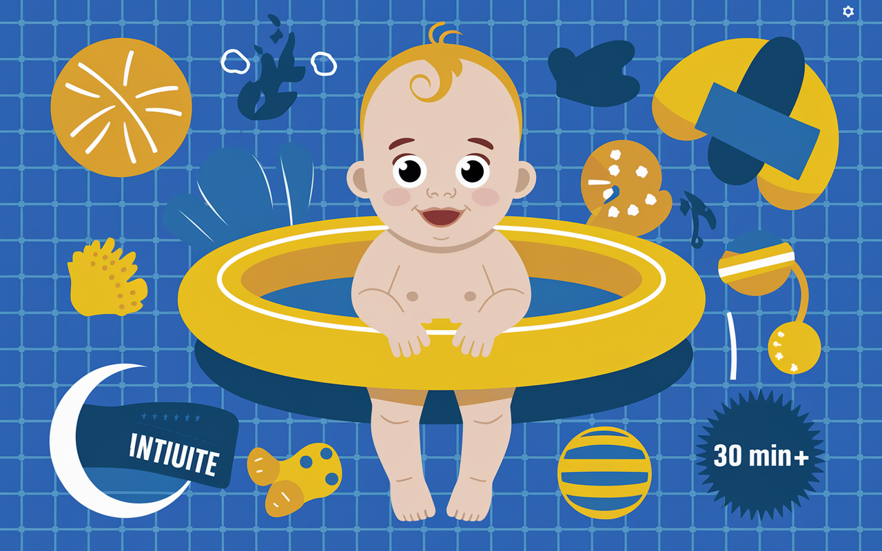 Couche de bain bébé piscine sans fuite illustration