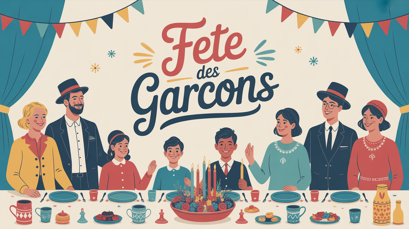 Famille fete des garcons seoudat yitro vaisselle miniature tradition juive maghrebine