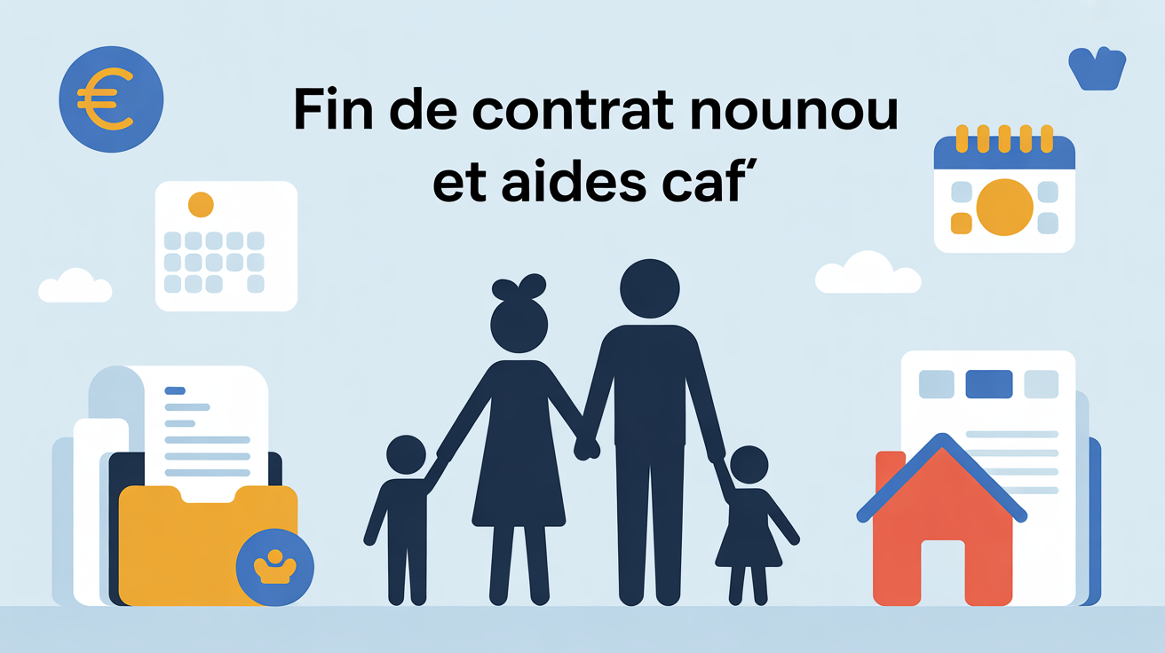 Illustration famille fin de contrat nounou et aides CAF