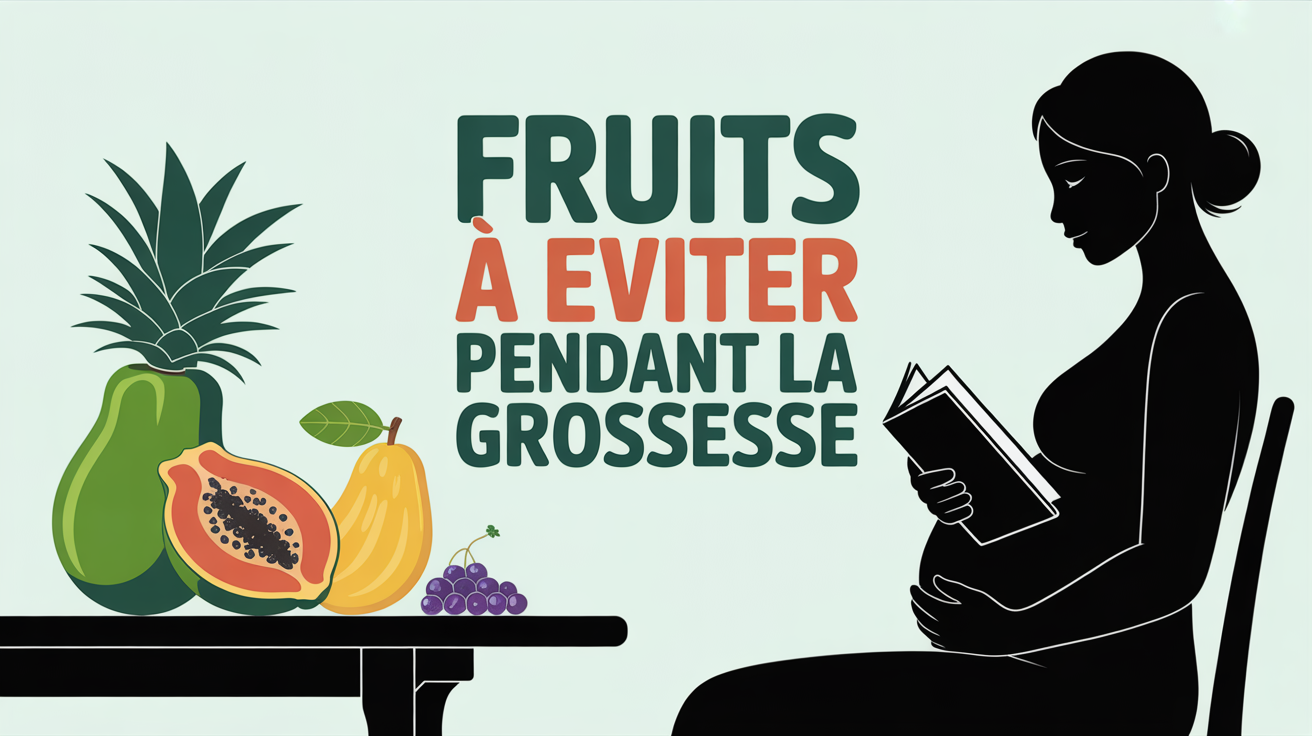 Nature morte de papaye verte, ananas, raisin et femme enceinte, fruits à éviter grossesse