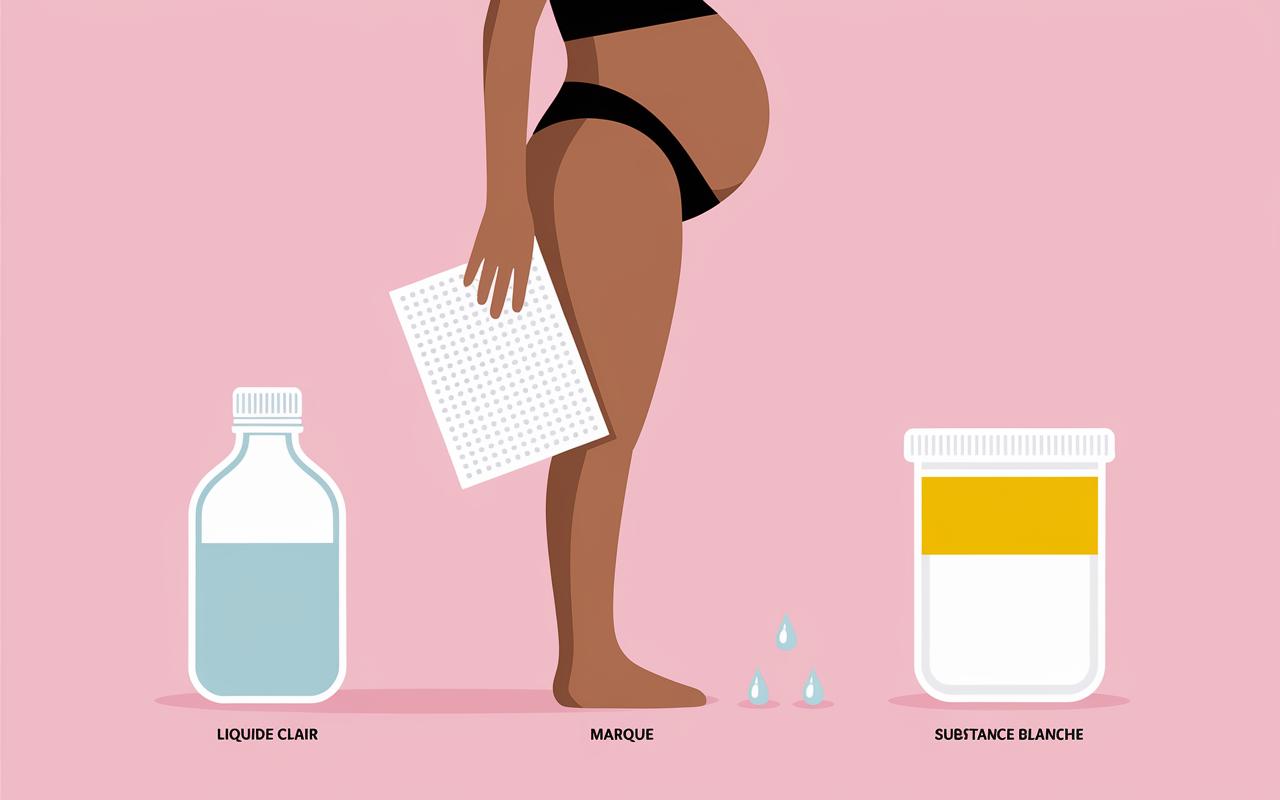 Serviette hygiénique gouttes tests liquide amniotique femme enceinte