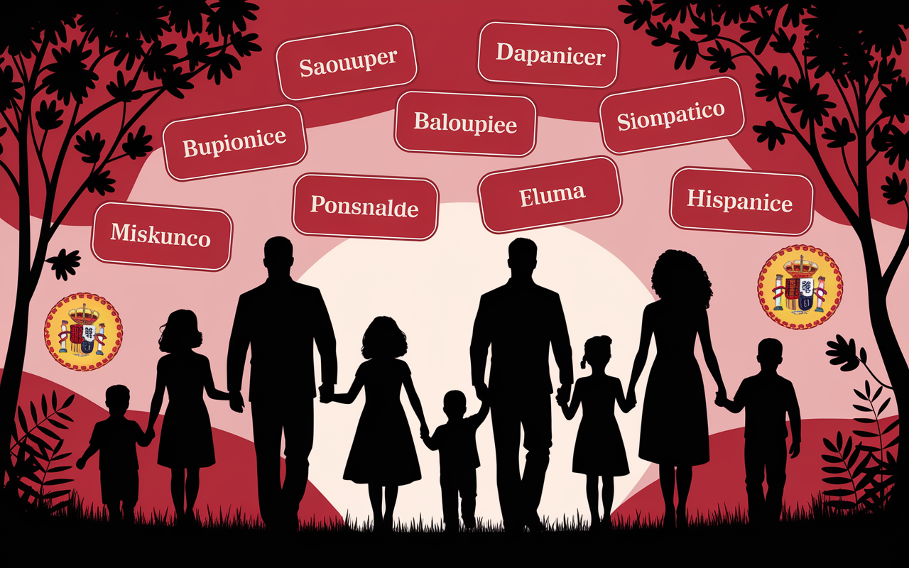 Tableau de silhouettes autour de prénoms colombiens authentiques