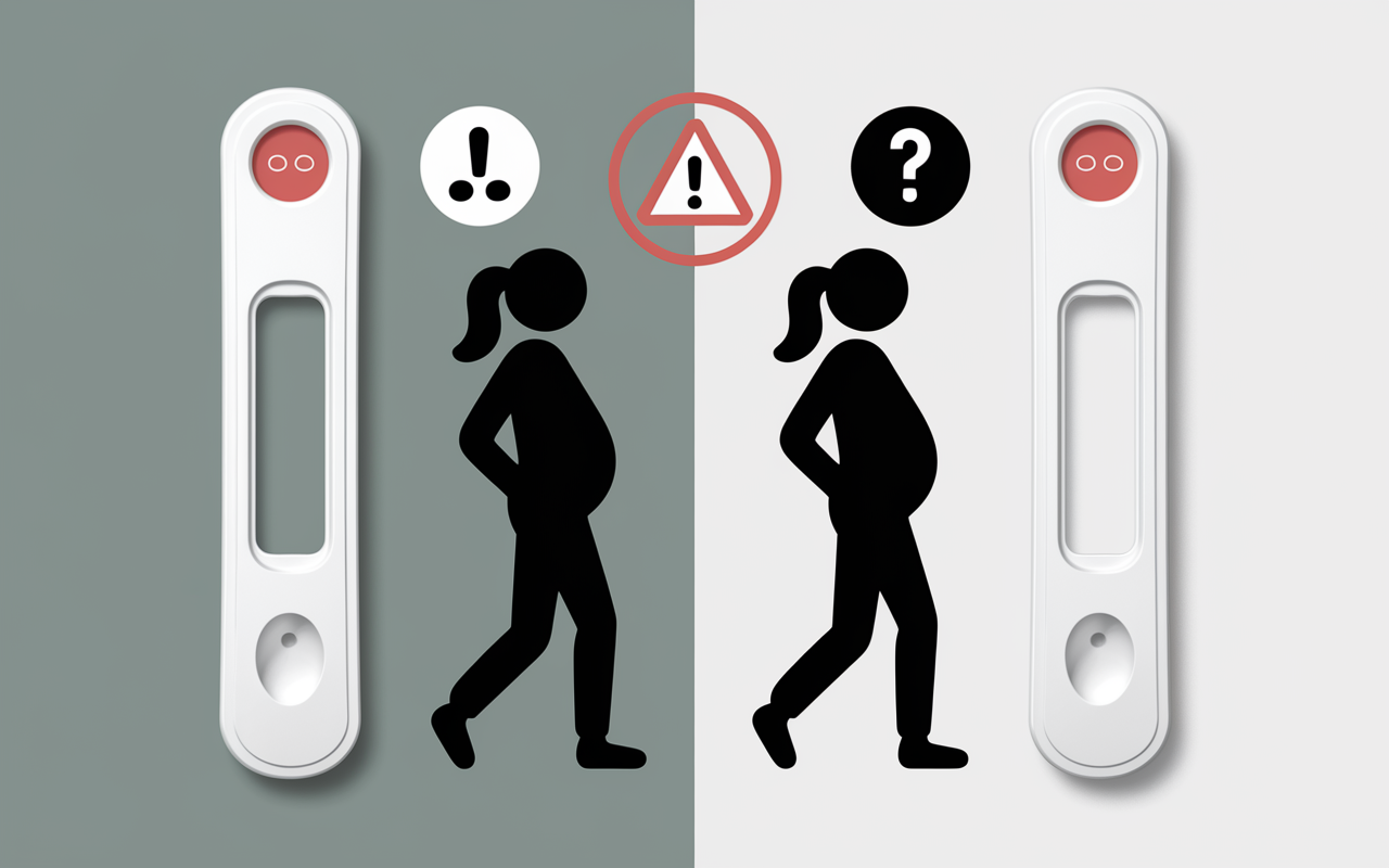 Tests grossesse périmés, faux résultat, symbole alerte
