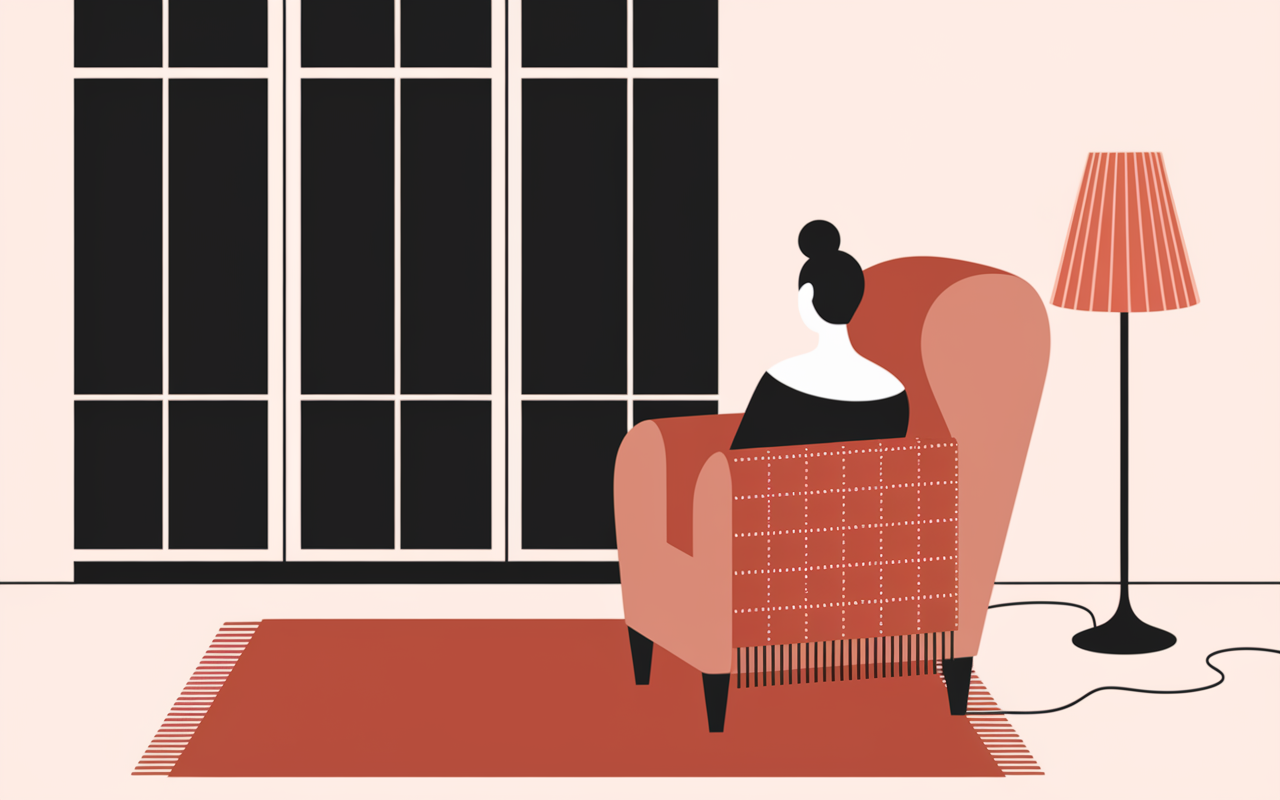 Intérieur cosy fauteuil plaid lumière douce