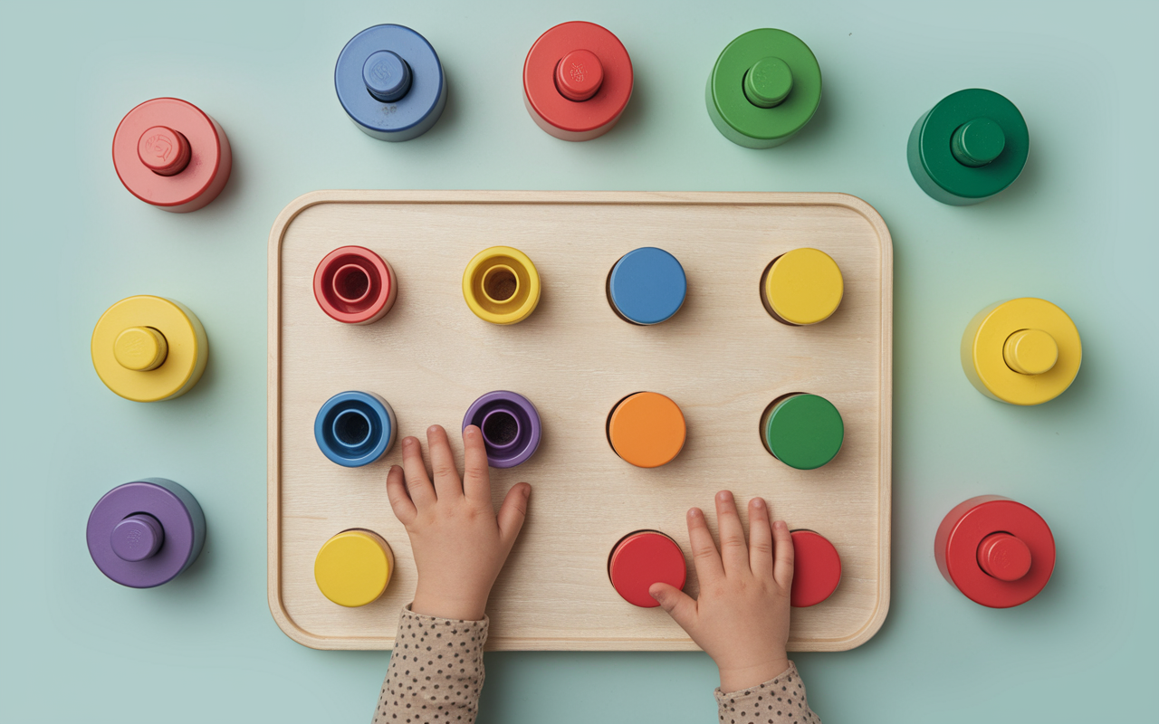 Busy board Montessori planche bois manipulation enfant