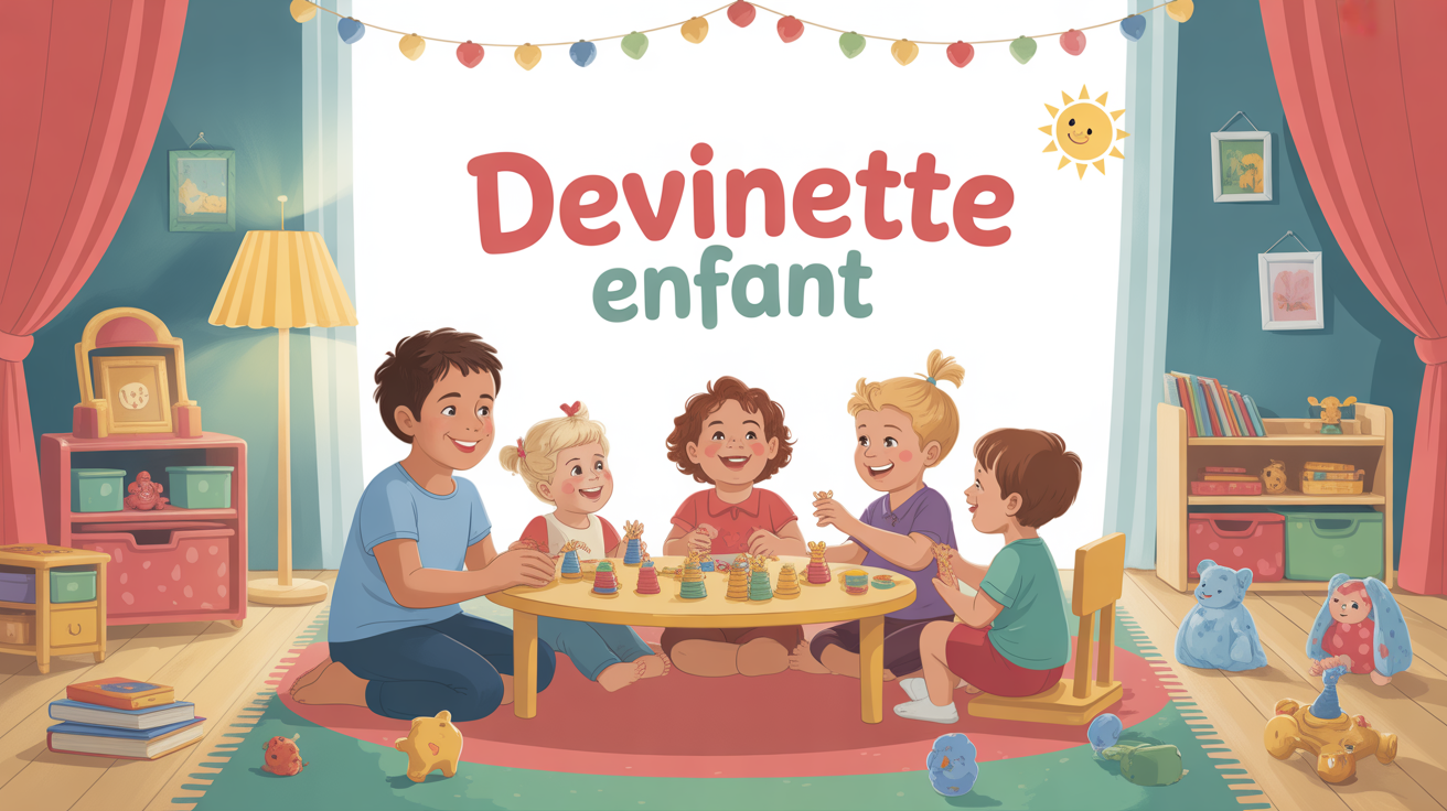 Famille joue devinette enfant ambiance chaleureuse