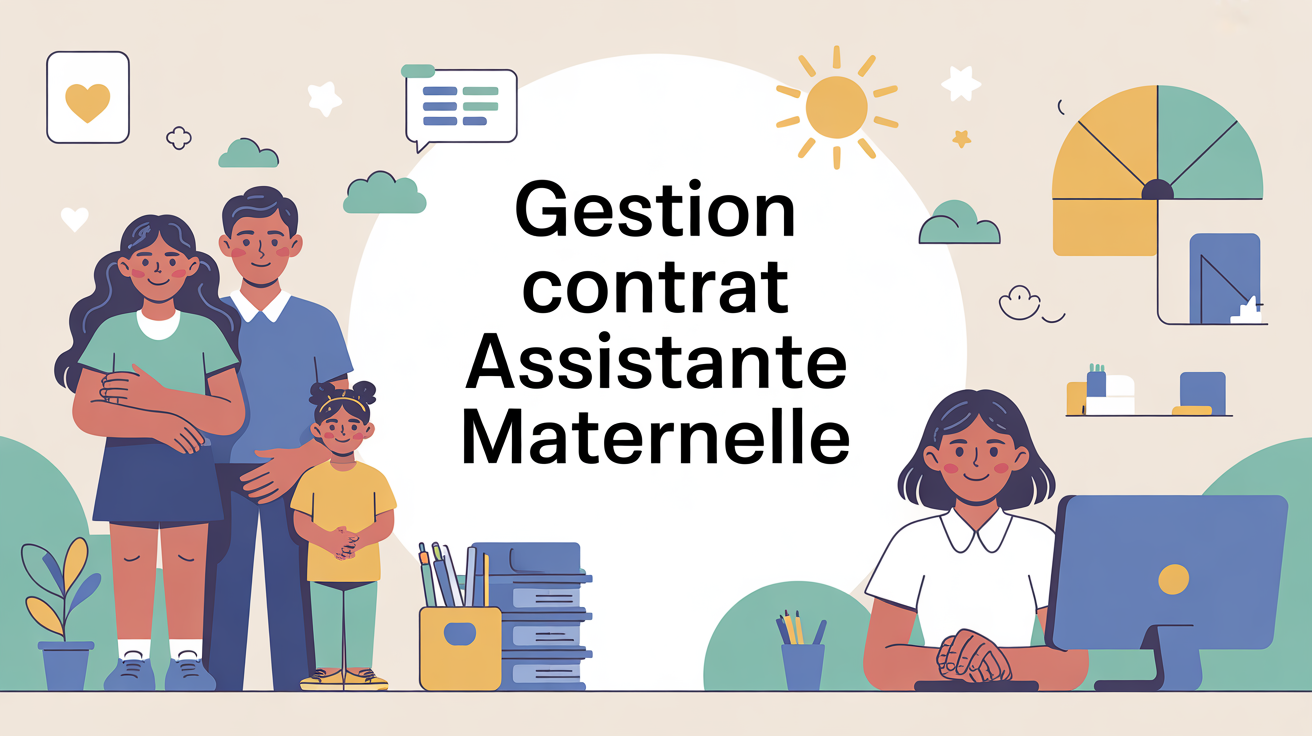 Illustration gestion contrat assistante maternelle chaleureuse