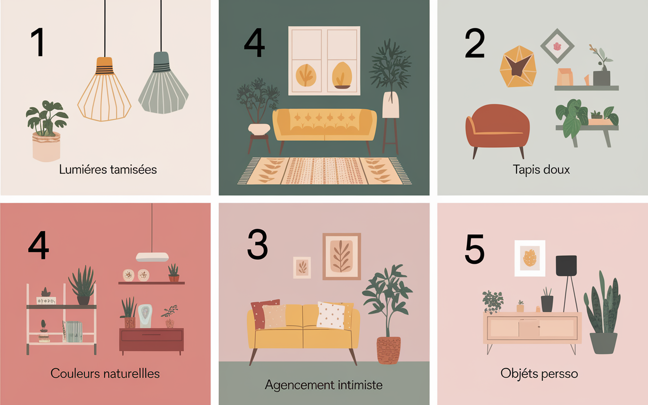 Infographie 5 clés pour un salon style cosy