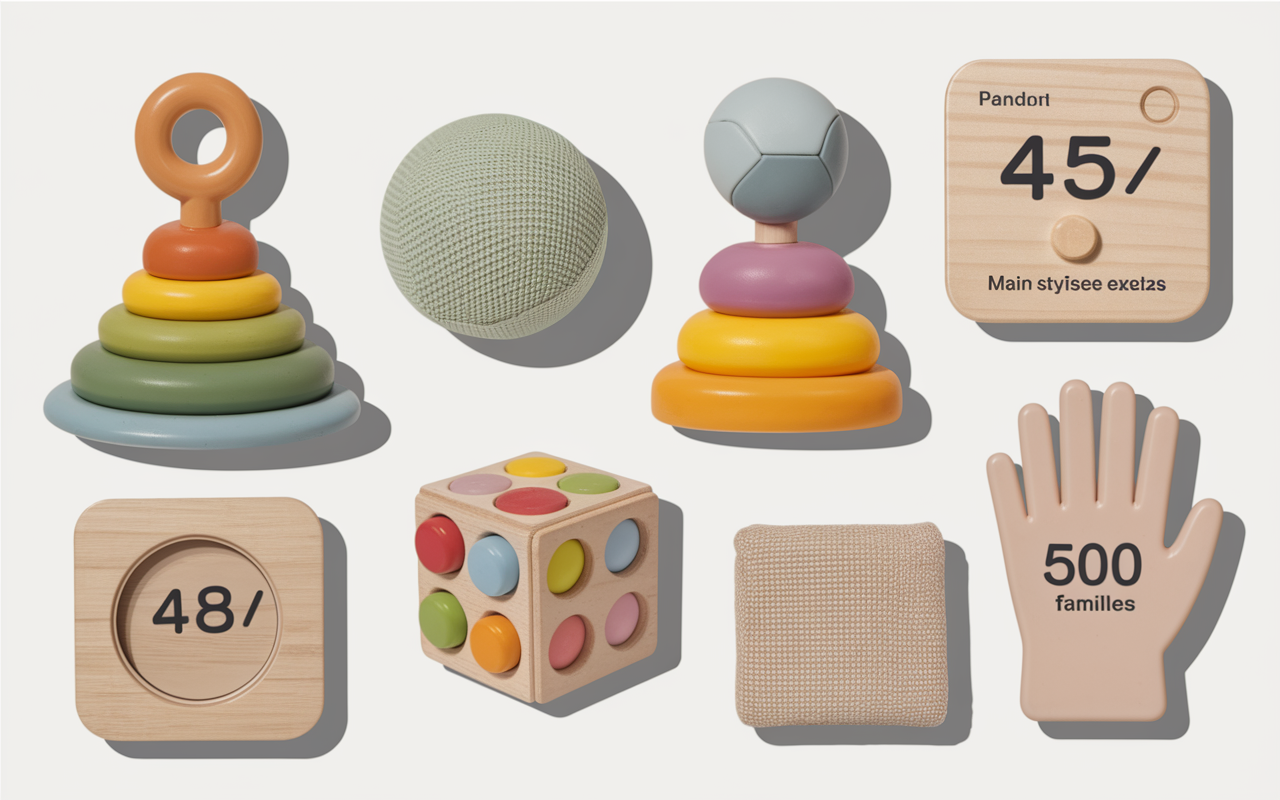 Jouets 6 mois Montessori hochet balle cubes tissu main bebe