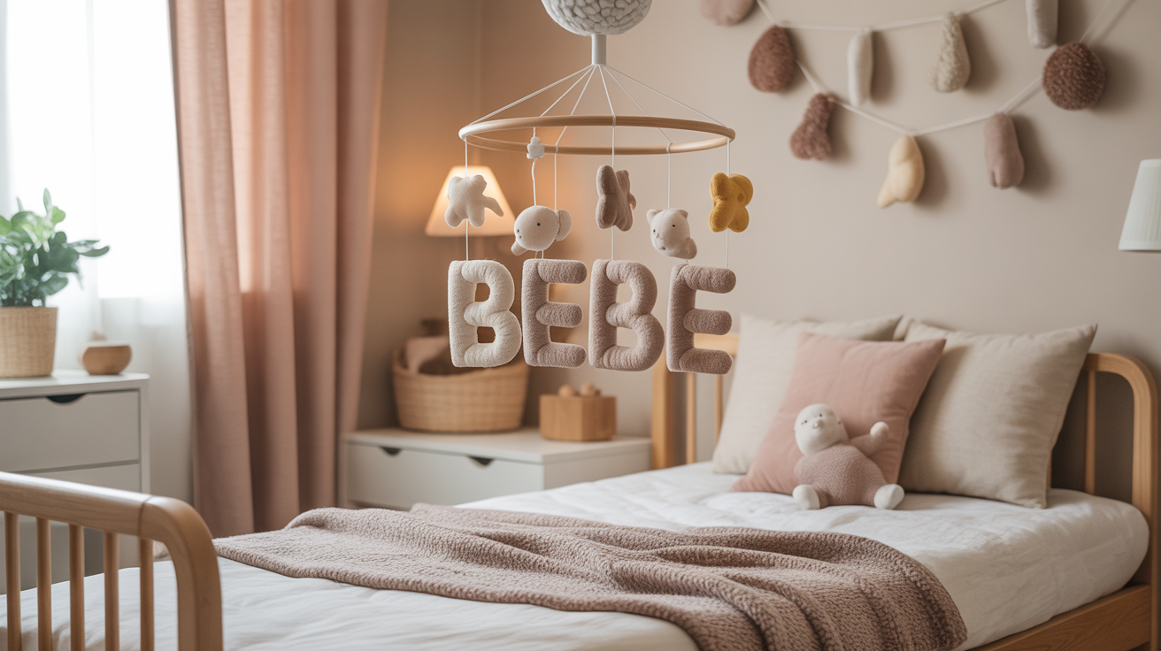 Mobile bebe design suspendu, decoration chambre douillette
