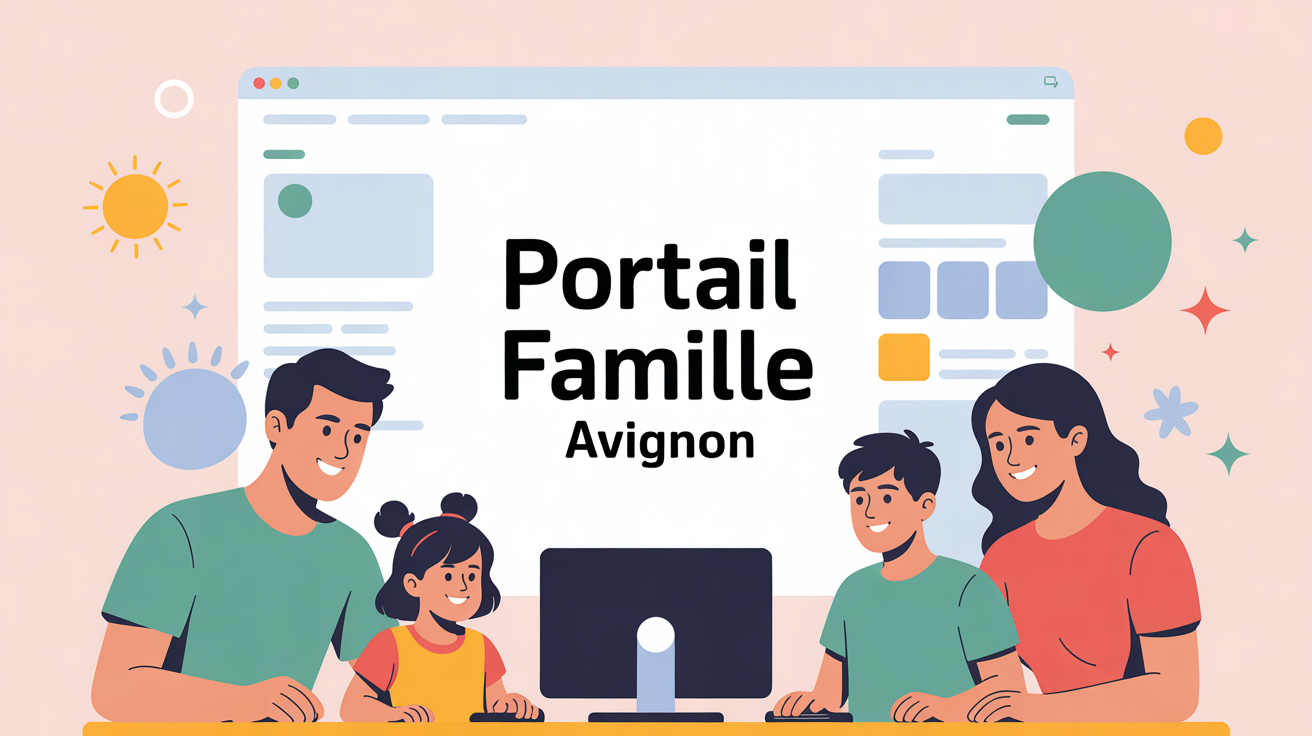 Visuel famille utilise le portail famille Avignon sur ordinateur
