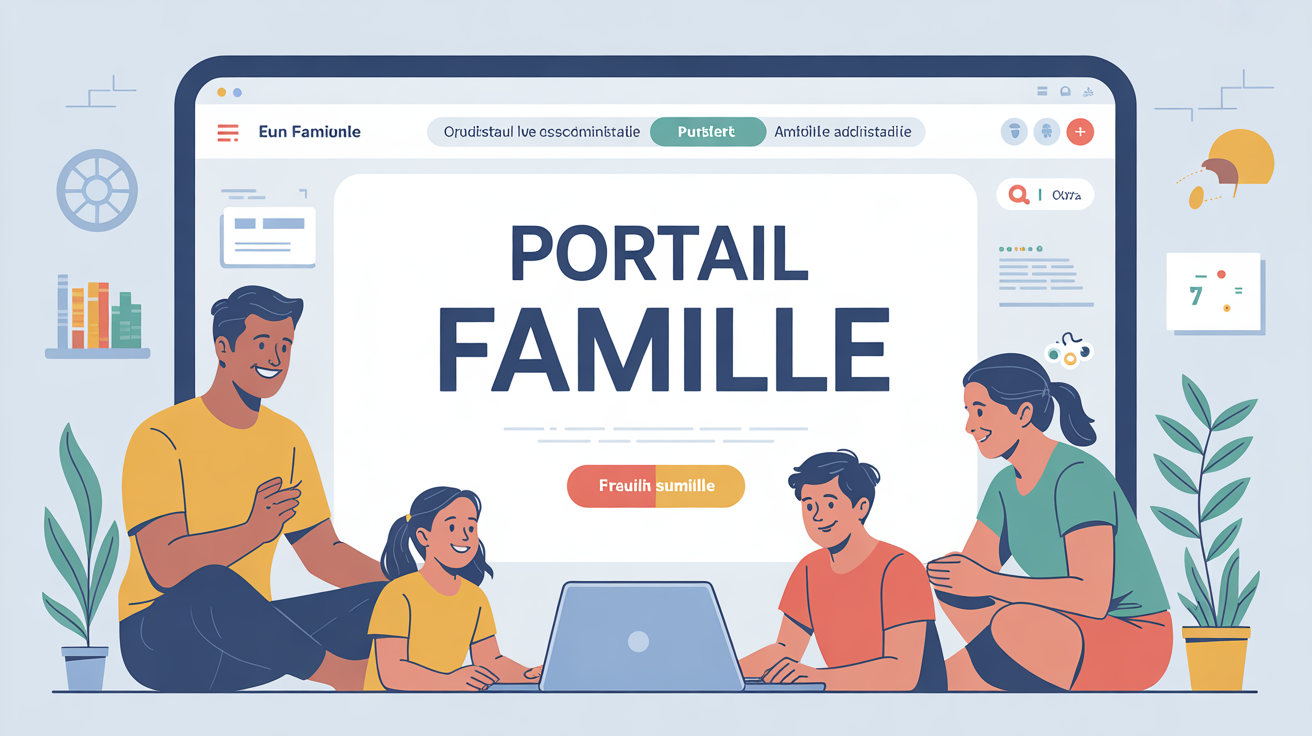 Famille sur ordinateur portail famille