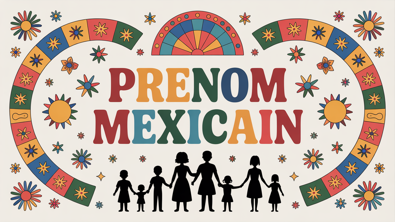 Illustration famille cercle motifs mexicains Prenom Mexicain