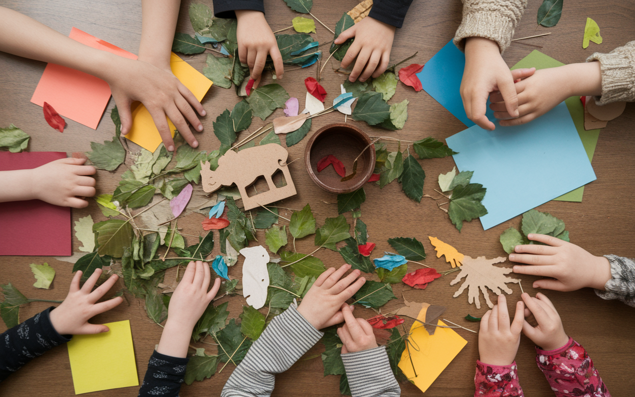 Bricolages automne sur table activité manuelle enfants