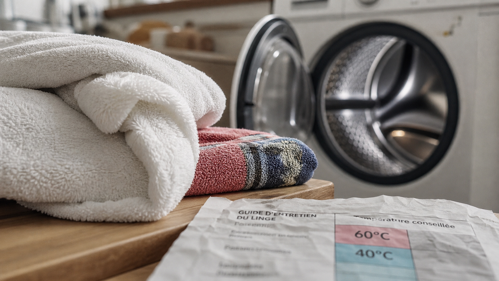 À combien laver les serviettes : repères 40°C et 60°C