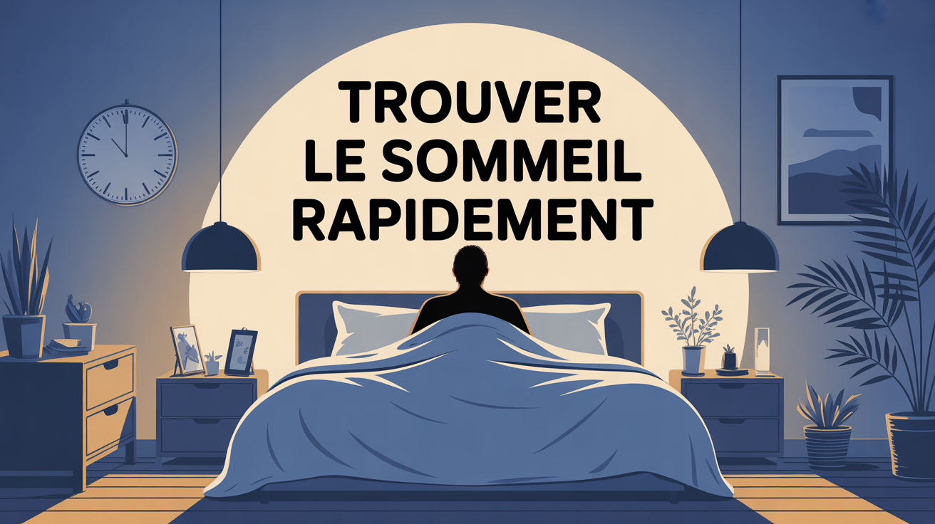 Scène stylisée montrant comment trouver le sommeil rapidement chambre paisible