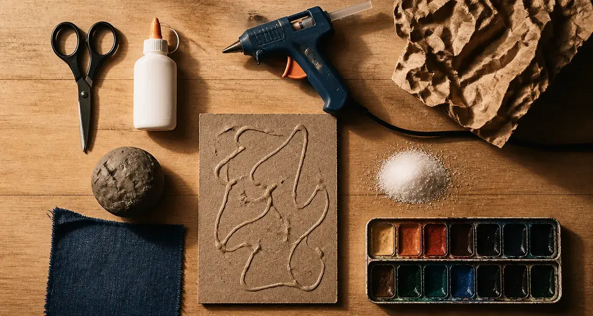 Faire des activités manuelles sans écran : ciseaux, colle, papier et aquarelle sur table