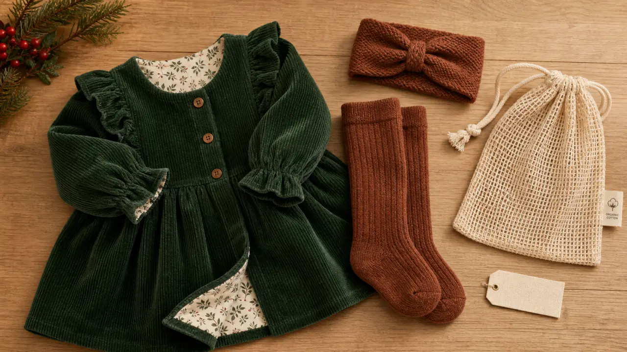 Robe bebe pour noel en velours côtelé, bébé